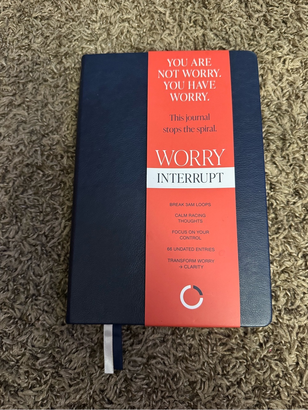 Worry Interrupt Navy Journal with Red Belly Band